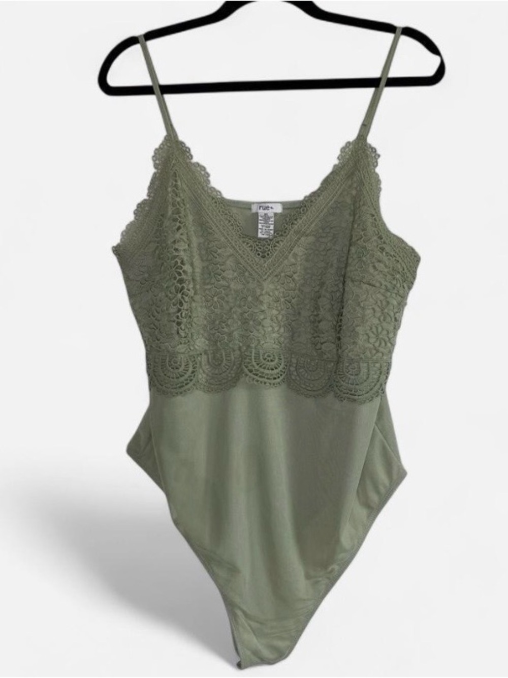 Rue+ Sage Green Floral Lace Mesh Bodysuit NWT Size 2X